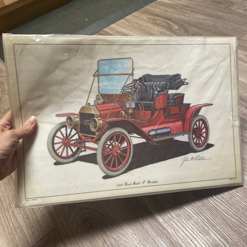 Vintage Ford 75th Anniversary Placemats Set of 4 John M Peckham Model T A Art